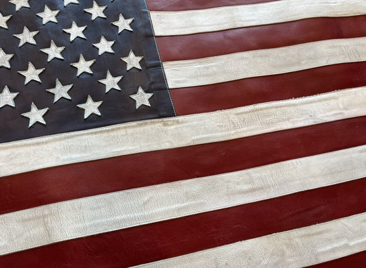 Leather American Flags close up