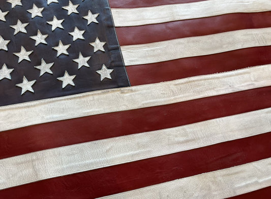 Medium Leather American flag closeup